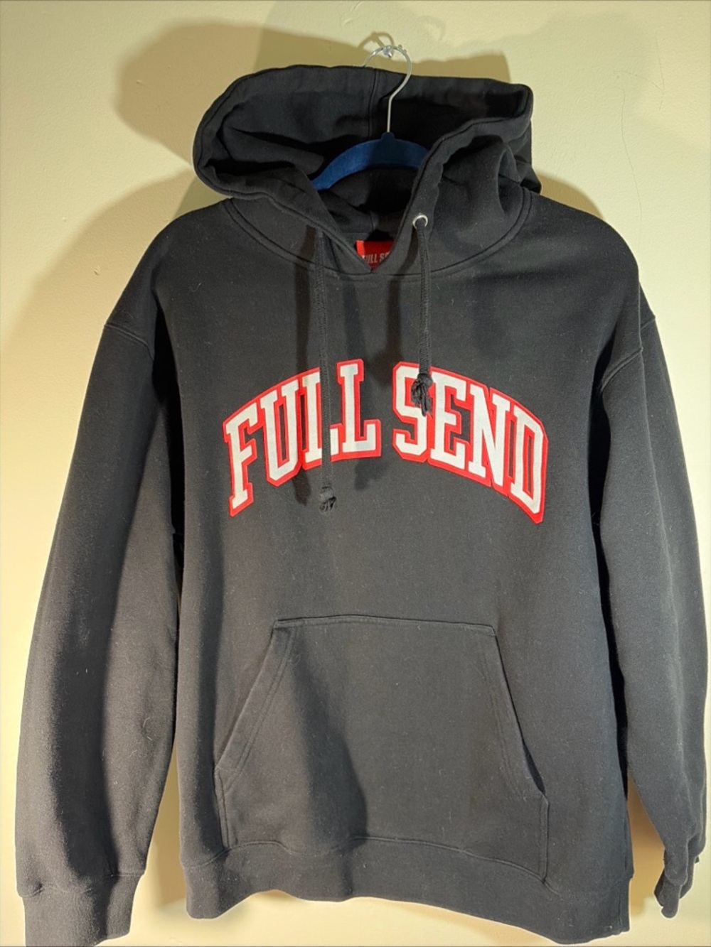 Black Hoodie with Red Lettering - Men's Pullover Full Send  large